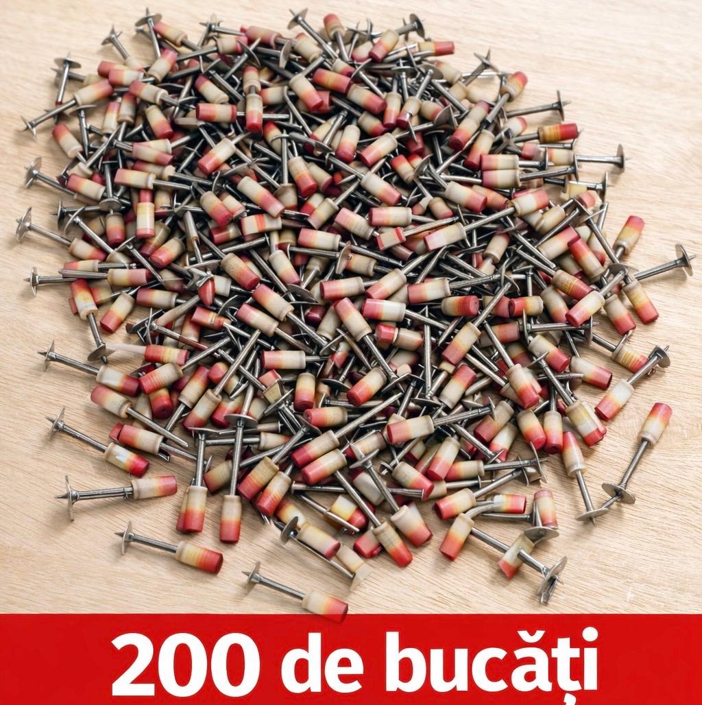 Set 200 Cuie pentru Pistol Pneumatic, Oțel Galvanizat Anticoroziv, Cap Ciupercă 7.2 mm, Autopropulsare, 27 mm x 2.7 mm – Fixare Profesională