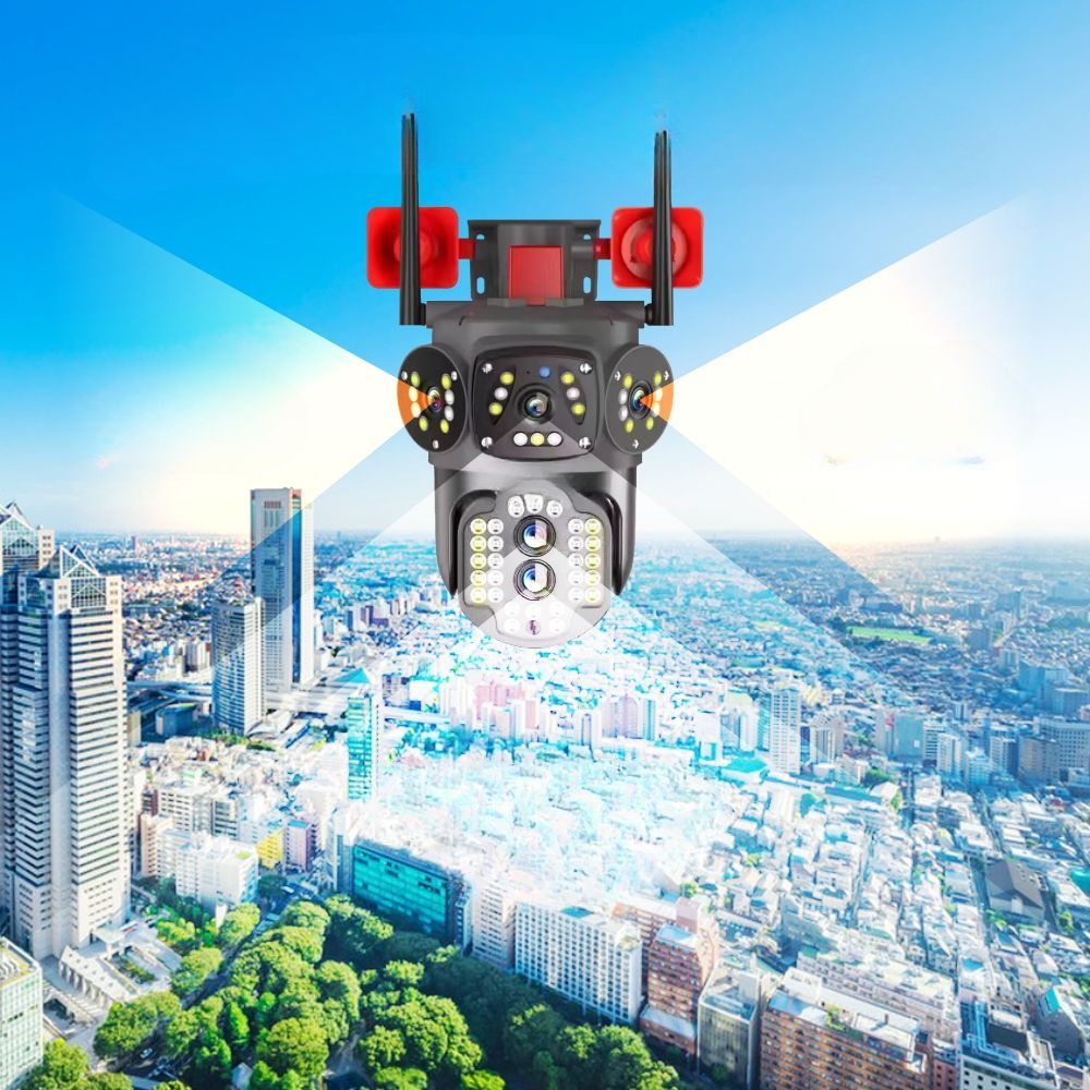 Cameră de supraveghere tripla 4G cu alarmă dublă – 10MP Ultra HD, zoom 10X