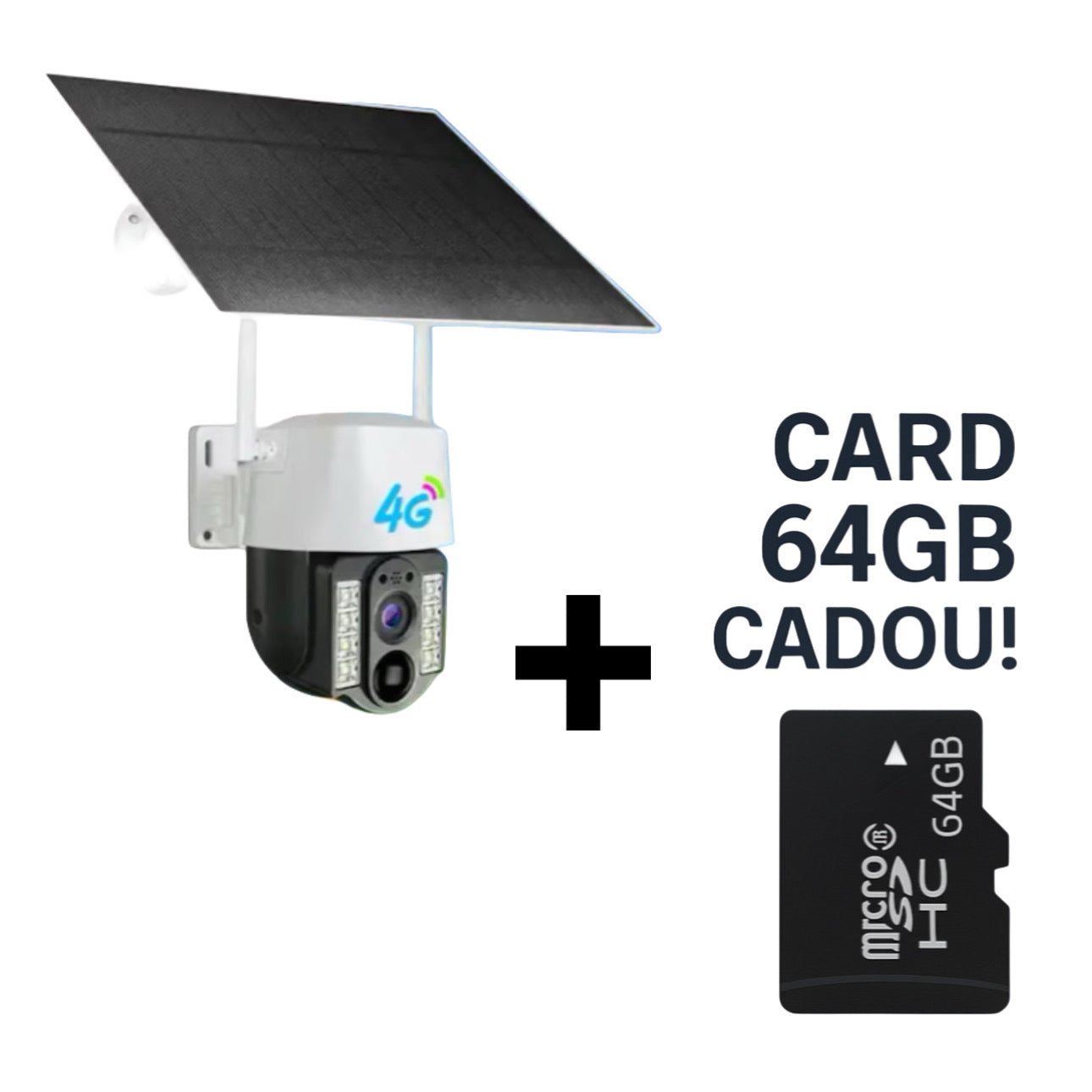 Pachet Doua Camere Solare de Securitate 3MP V380 4G cu Slot SIM – PTZ 355°, Night Vision Color, Detectare Inteligentă Mișcare, Tracking Automat, IP66, Interior/Exterior, Alb + Doua Carduri 64 Gb CADOU