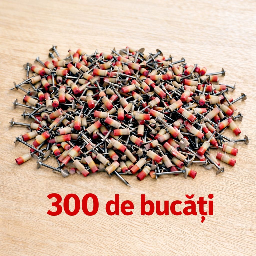 Set 300 Cuie pentru Pistol Pneumatic, Oțel Galvanizat Anticoroziv, Cap Ciupercă 7.2 mm, Autopropulsare, 27 mm x 2.7 mm – Fixare Profesională