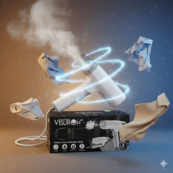 Fier de Călcat Portabil cu Abur 1500W VISURON®️ – Compact, Puternic și Ușor de Folosit