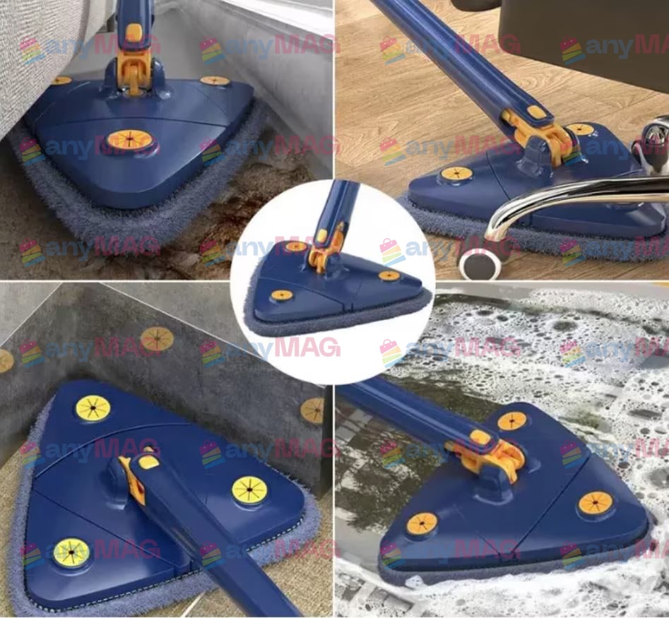 Mop profesional cu storcător - Lavetă din microfibră, Albastru, 130 cm, Non-toxic, Interior/Exterior