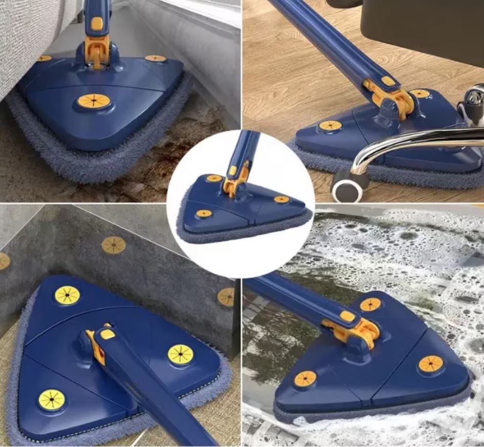 Mop profesional cu storcător - Lavetă din microfibră, Albastru, 130 cm, Non-toxic, Interior/Exterior
