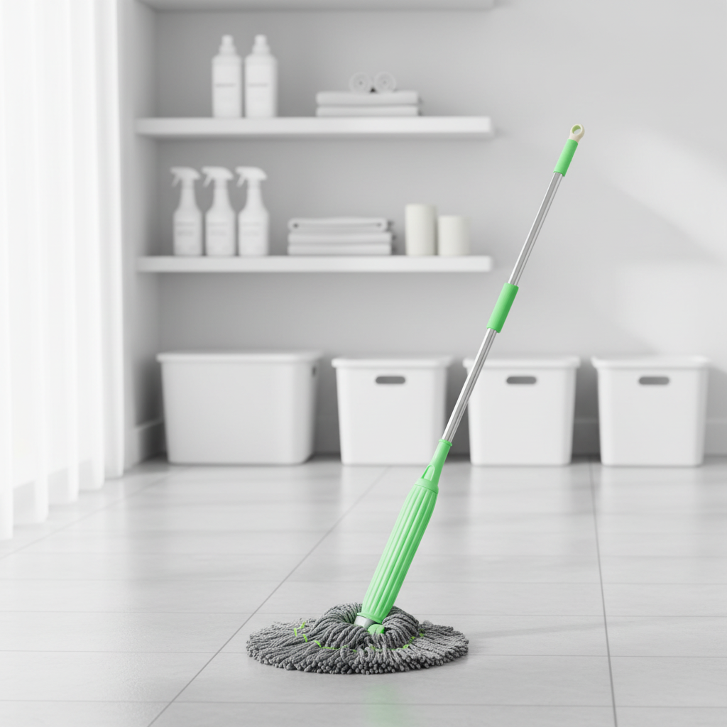 Mop cu Stoarcere Rapidă și Rotire 360° cu Microfibră Super Absorbantă, Design Ergonomic, Sistem de Stoarcere Automată Fără Mâini, Cap Reutilizabil și