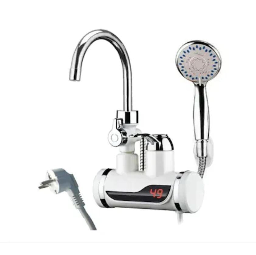 Robinet Electric Instant cu Duș Integrat – Încălzire Apă 3000W, LED Temperatură, Montare Pe Chiuvetă – Apă Calda Rapid și Confortabil