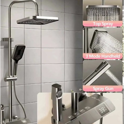 Set de Duș Multifuncțional Tip Ploaie cu Termostat și Afișaj Digital – Design Premium pentru Baie Modernă