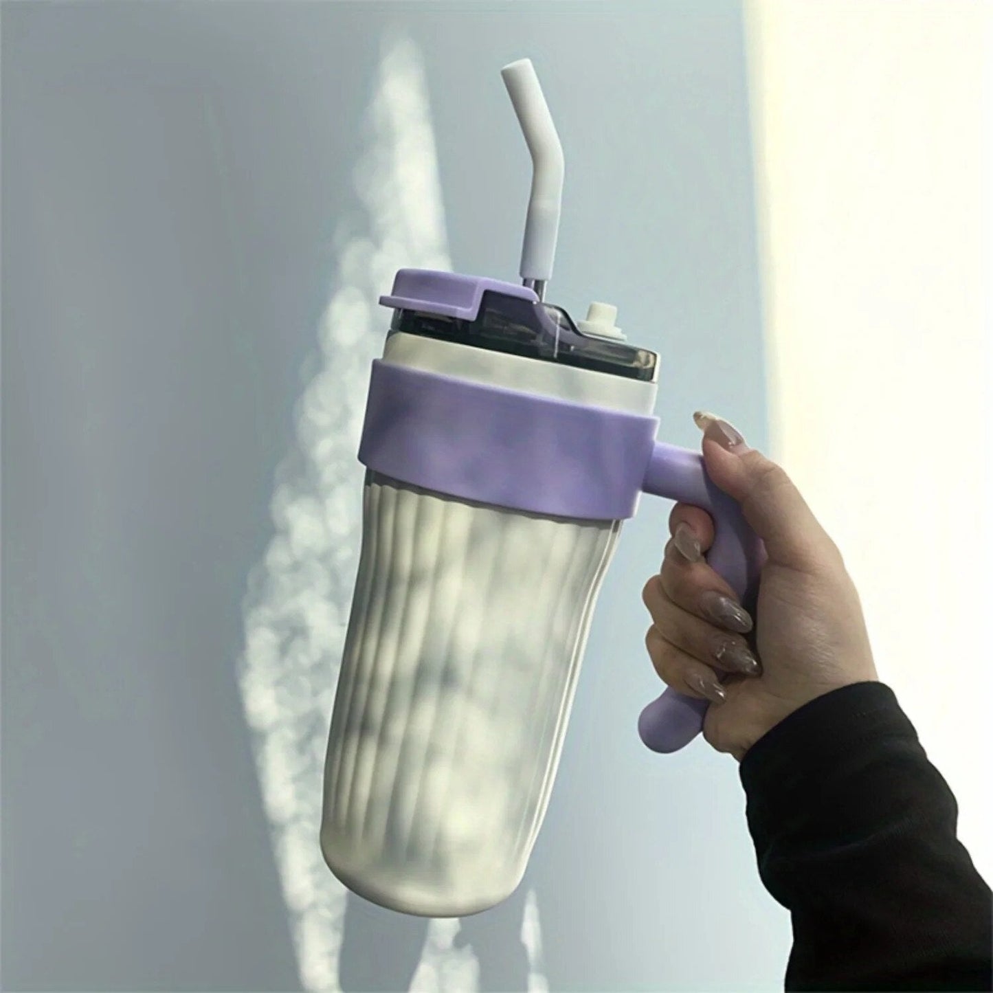Cană Termos 860ml din Inox cu Izolație Dublă, Pahar Termoizolant cu Mâner, Capac Etanș și Pai, Menține Băuturile Calde sau Reci 12–24h, pentru Birou