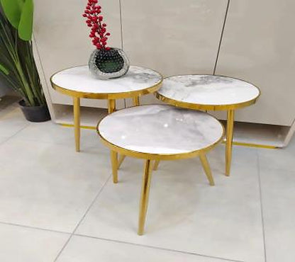 Set de 3 Mese de Servire din Oțel cu Suprafață Ceramică