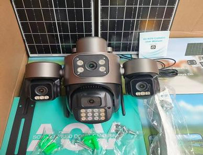 Camera de Supraveghere Solara cu 4 Lentile cu 2 Panouri Solar