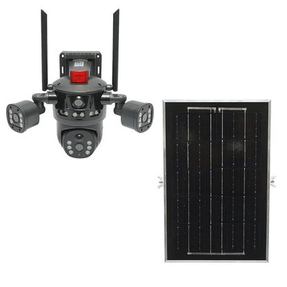 Camera Supraveghere Dual Lens AI 4G cu Panou Solar 8W, PTZ 360°, Detectie Umana, Night Vision Color si Aplicatie V380 Pro