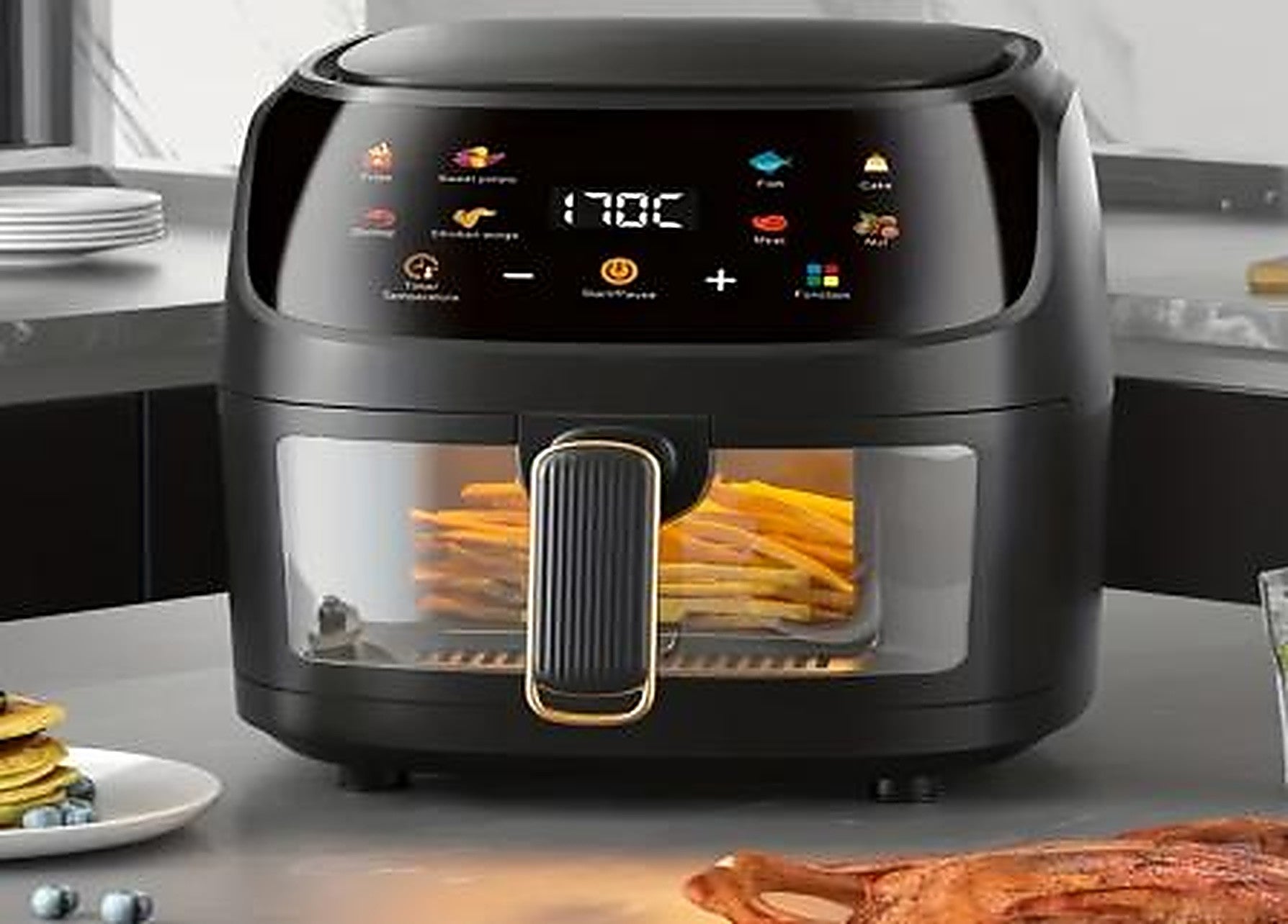 Friteuza fara Ulei tip Cuptor Electric . Displat Digital, Functie de Coacere .8 L ( cu Traducre in Romana )