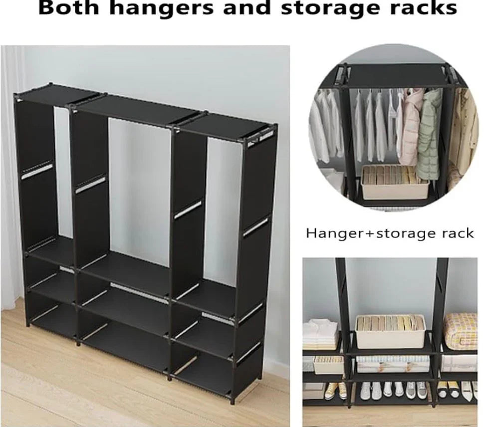 Dulap Organizator pentru Haine cu Rafturi și Bară pentru Umerașe, 170 x 130 x 36 cm