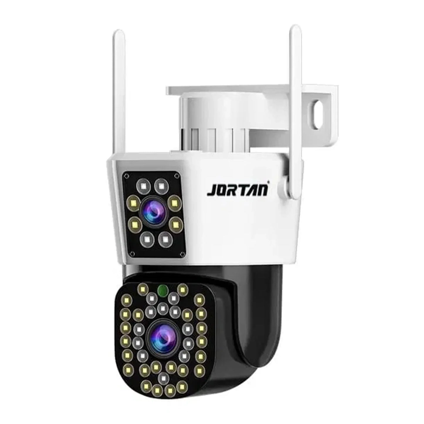 Pachet 2 Camere de Supraveghere WiFi Jortan JT-8293 Dual Lens + 2 Carduri 32GB Incluse – PTZ 355°, Night Vision Color, Audio Bidirecțional, IP66
