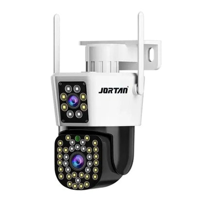 Pachet 2 Camere de Supraveghere WiFi Jortan JT-8293 Dual Lens + 2 Carduri 32GB Incluse – PTZ 355°, Night Vision Color, Audio Bidirecțional, IP66