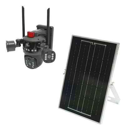 Camera Supraveghere Dual Lens AI 4G cu Panou Solar 8W, PTZ 360°, Detectie Umana, Night Vision Color si Aplicatie V380 Pro