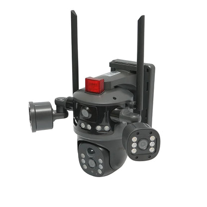 Camera Supraveghere Dual Lens AI 4G cu Panou Solar 8W, PTZ 360°, Detectie Umana, Night Vision Color si Aplicatie V380 Pro