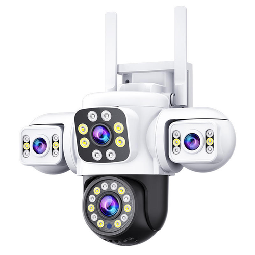 Cameră de Supraveghere Wireless Exterior 8MP Quad Lens PTZ 360° WiFi cu Zoom 10X, Night Vision Color, AI Motion Tracking și Audio Bidirecțional