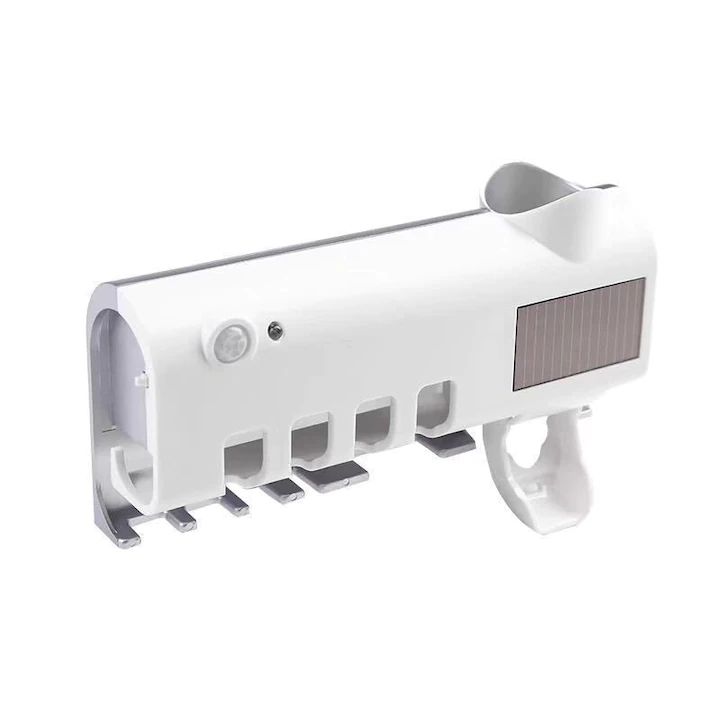 Dozator Pastă de Dinți și Suport Periuțe cu Sterilizare UV – Antibacterian