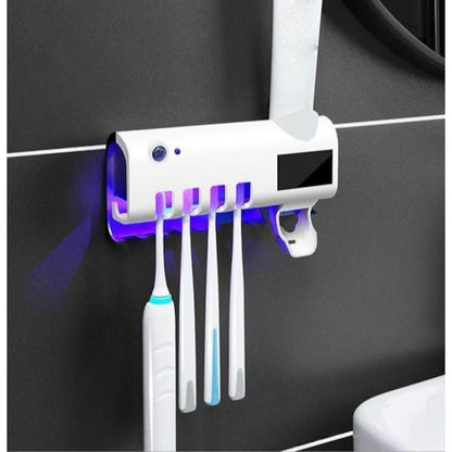 Dozator Pastă de Dinți și Suport Periuțe cu Sterilizare UV – Antibacterian