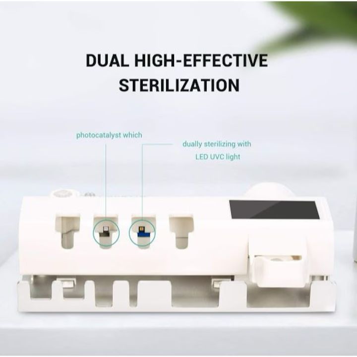 Dozator Pastă de Dinți și Suport Periuțe cu Sterilizare UV – Antibacterian