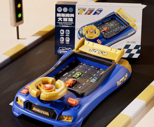 Consolă Interactivă Racing Adventure pentru Copii 3+ – Simulator de Condus cu Volan, Pistă Mecanică 3D, Sunete Realiste, Reîncărcabil USB