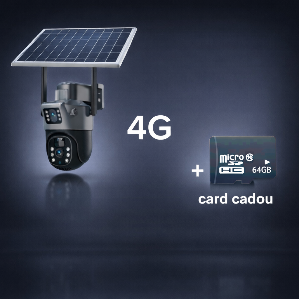 Cameră Supraveghere VISURON 4K  cu Panou Solar – Dubla Lentilă, 360°, Zoom 10X + Card 64GB CADOU!