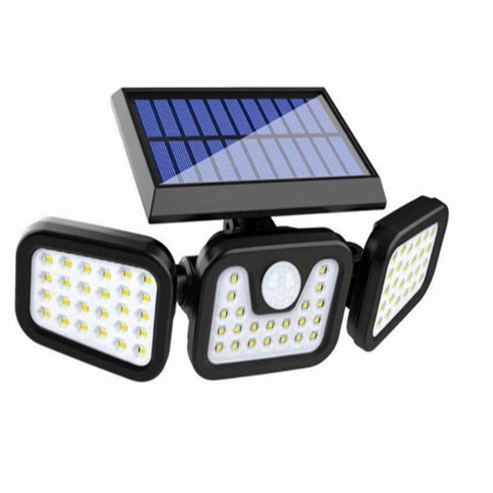 Proiector Solar LED Exterior cu 3 Capete, Senzor de Miscare 270°, 74 LED-uri, Iluminat Puternic pentru Curte si Gradina, Lampă Solară de Perete cu