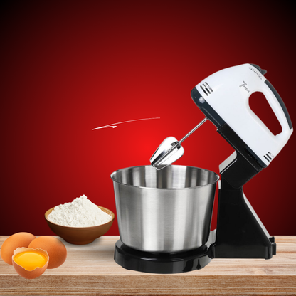 Mixer cu Bol din Inox 2L, 250W, 7 Viteze, Funcție Turbo, Motor din Cupru, Accesorii pentru Bătut & Frământat, Bol Autorotativ – Negru