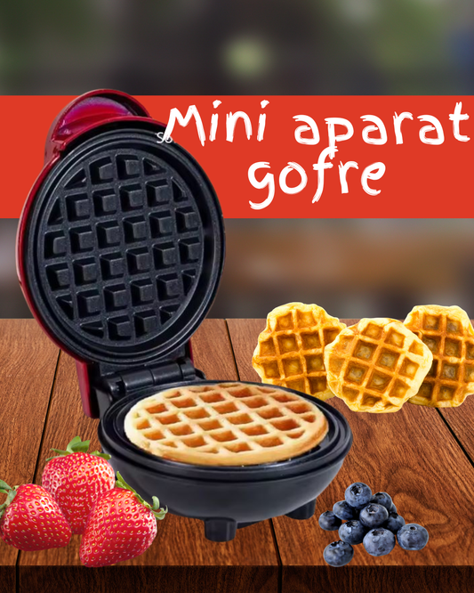 Mini Aparat de Făcut Vafe/Gofre –Placă Antiaderentă, Protecție la Supraincălzire, Indicator Luminos, Compact și Ușor de Utilizat