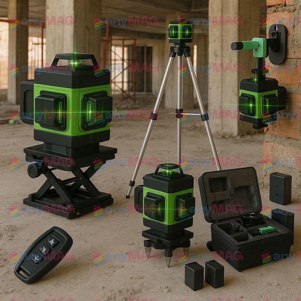 Nivel Laser 4D Profesional – 16 Linii, Auto-Nivelare, USB, 2 Baterii, Suport Ajustabil 1.2 m