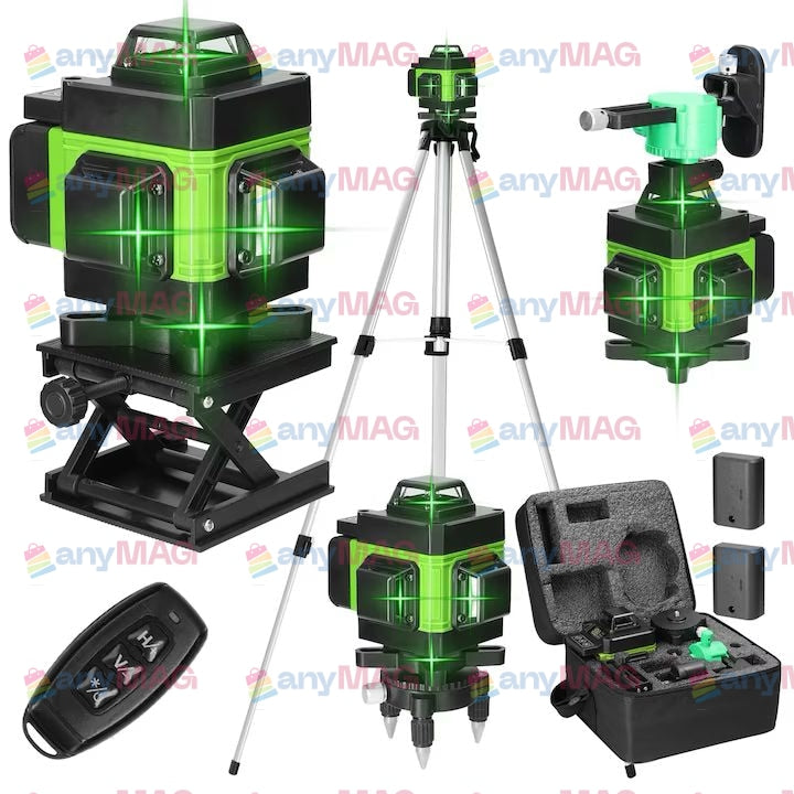 Nivel Laser 4D Profesional – 16 Linii, Auto-Nivelare, USB, 2 Baterii, Suport Ajustabil 1.2 m