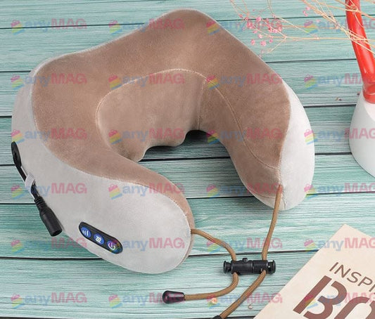 Pernă de Masaj Electrică U-Shape – Suport pentru Gât și Spate, Portabilă, cu Vibrații și Spumă cu Memorie, Ideală pentru Acasă, Birou sau Mașină