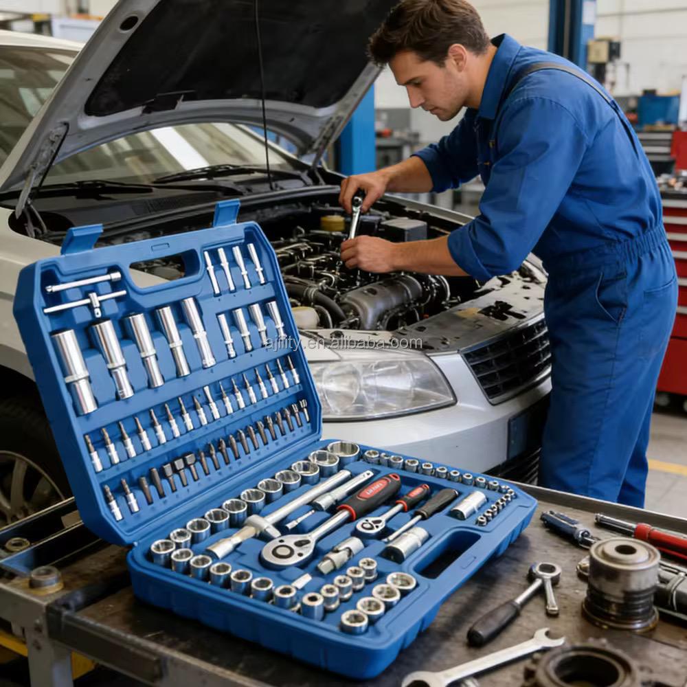 Trusă Profesională Scule 108 Piese Cr-V – Clichet Reversibil, Tubulare, TORX, Set Complet Auto & DIY