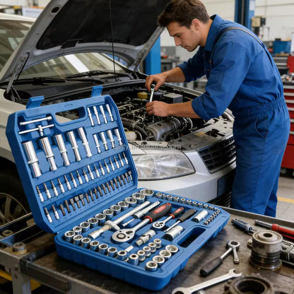 Trusă Profesională Scule 108 Piese Cr-V – Clichet Reversibil, Tubulare, TORX, Set Complet Auto & DIY