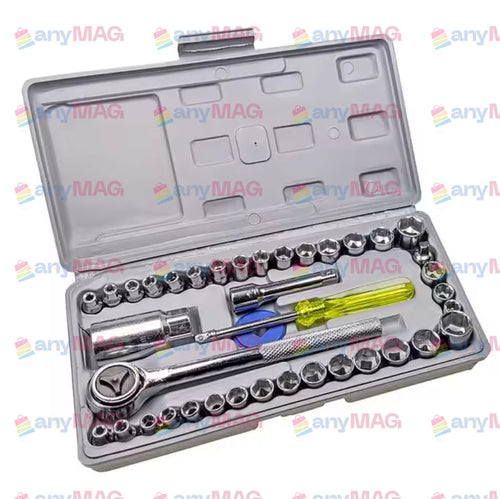 Trusă Chei Tubulare 40 piese – Metric & SAE, Cutie Gri Compactă