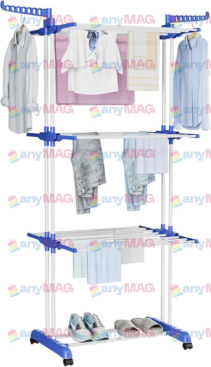 Uscator vertical pentru Rufe Haine Mobil si Pliabil cu Suport Umerase, Inaltime 170 cm