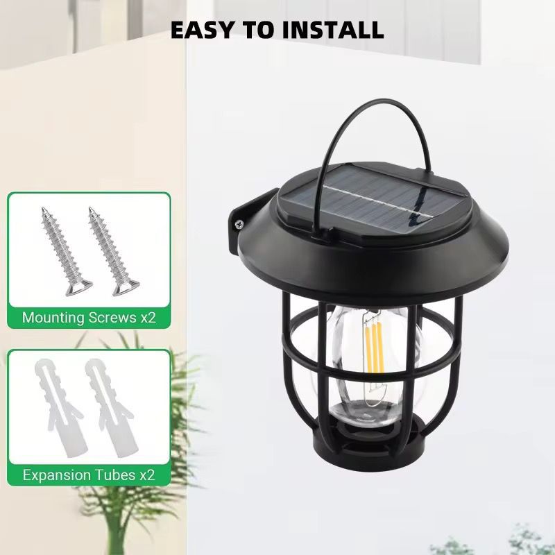 1+1 Lampă Solară 2-în-1 Stil Retro cu Țăruș pentru Grădină – Iluminare Decorativă Exterior