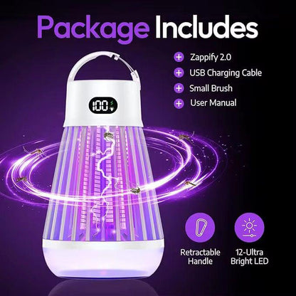 Lampă 2-în-1 Anti-Insecte și Camping Reîncărcabilă USB – Lumină LED + Capcană UV, IP66