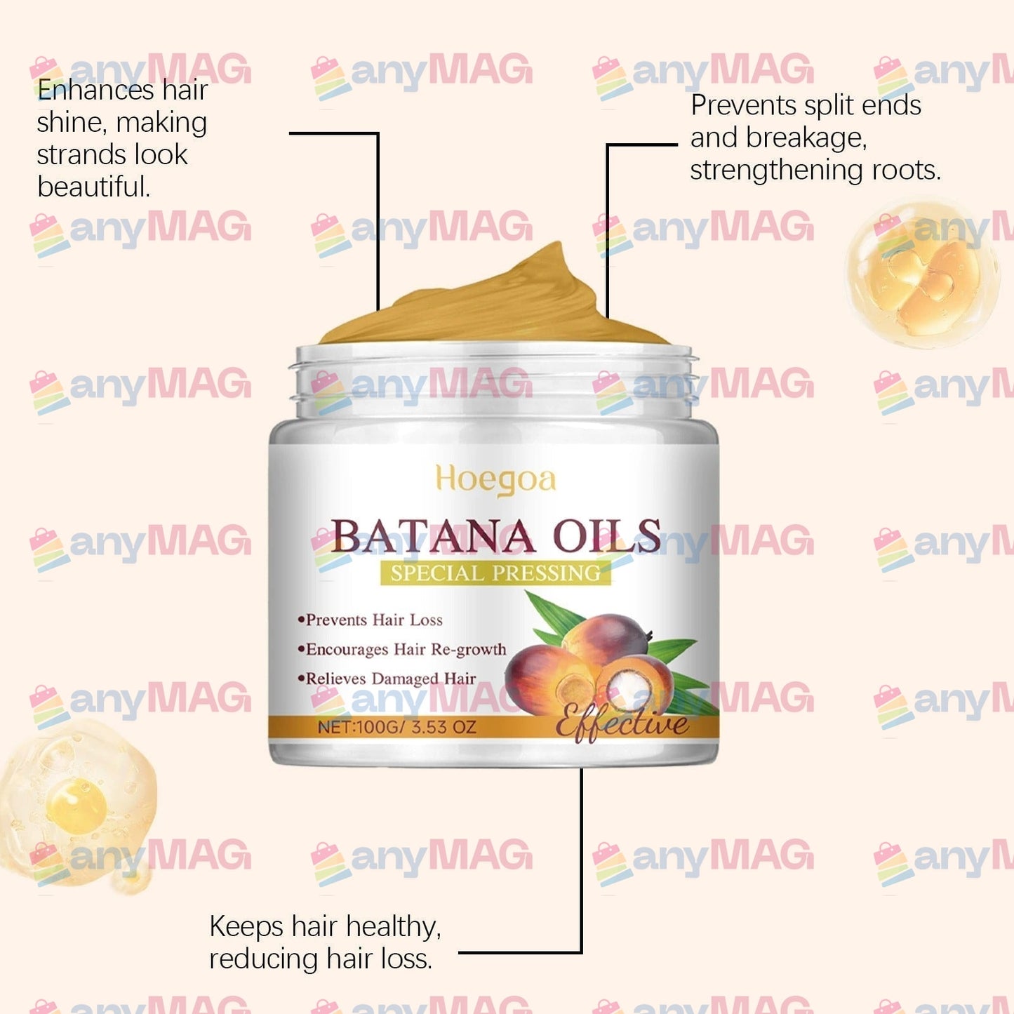 Ulei Premium de Batana Presat la Rece, Batana Oils, 100% Pur și Natural - Stop Caderea Parului și Regenerare Puternică