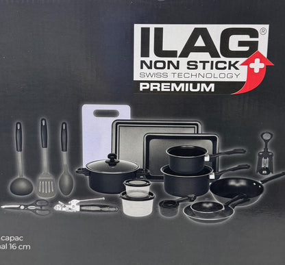 Set complet bucătărie 22 piese VISURON – Oale, tigăi, wok, ustensile, non-stick premium