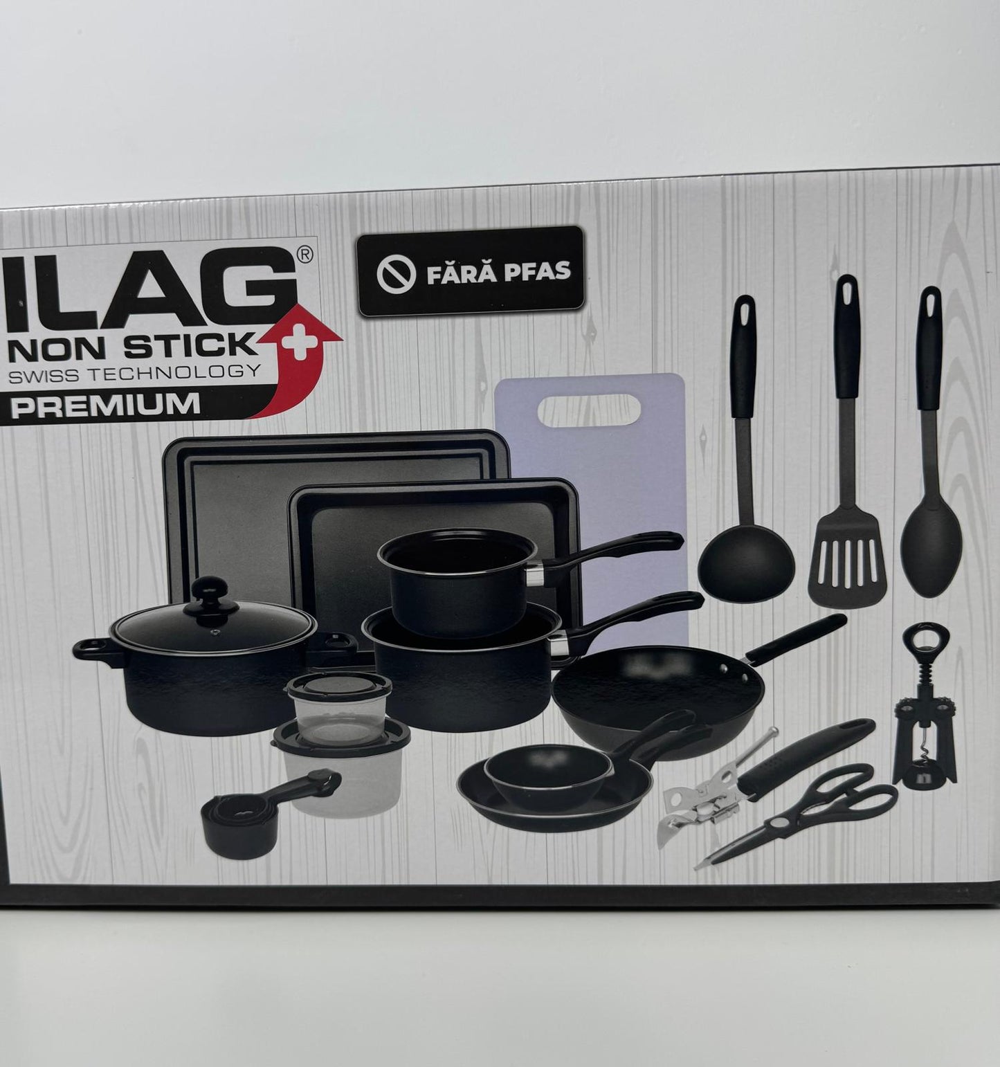 Set complet bucătărie 22 piese VISURON – Oale, tigăi, wok, ustensile, non-stick premium