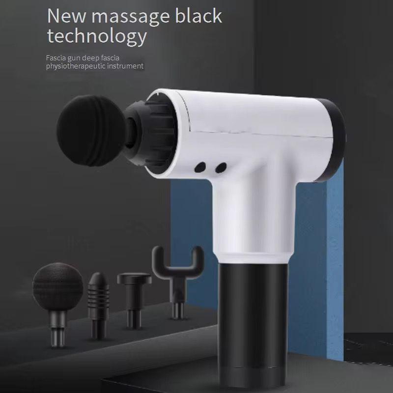 Aparat de Masaj Fascial Gun Profesional – 4 Capete Interșchimbabile, 6 Trepte de Viteză, Funcție Termoterapie, Acumulator 2000mAh