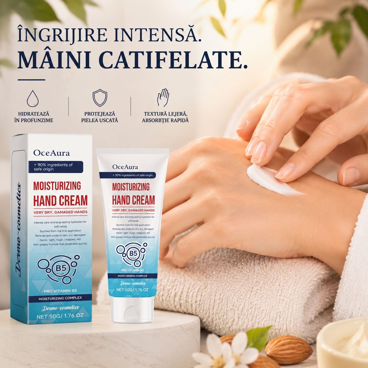 Crema de maini hidratanta pentru piele uscata, Oce Aura 50g