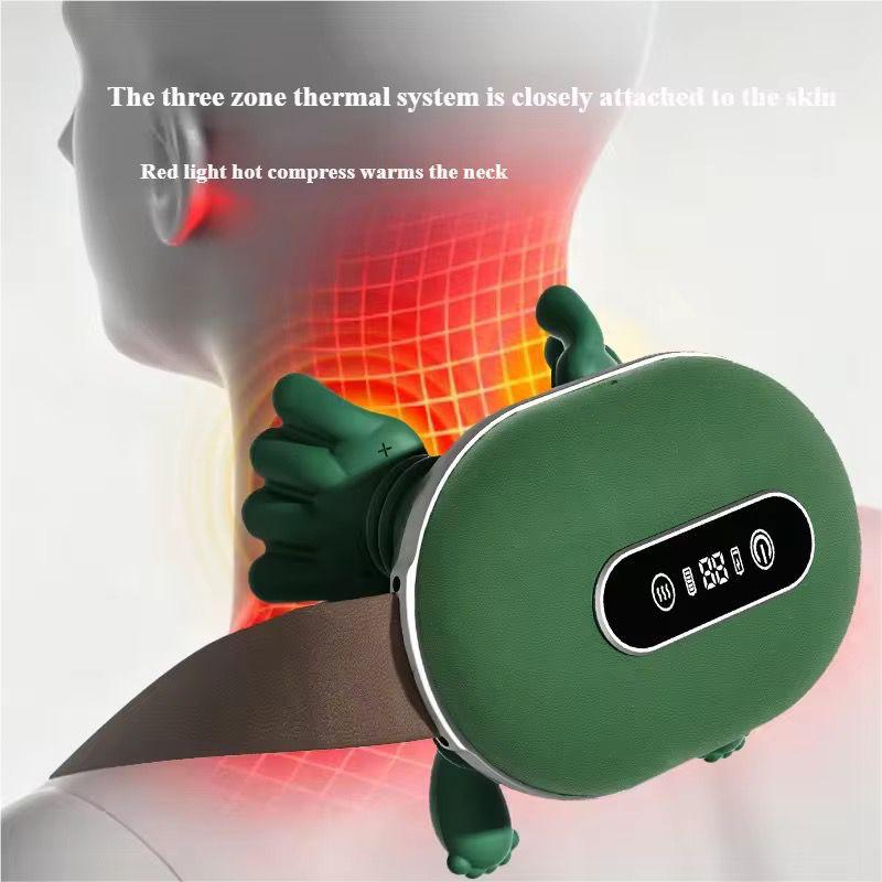 Aparat de Masaj Cervical 4D Shiatsu cu Încălzire Infraroșu – Wireless, 3 Intensități, Ergonomic pentru Gât, Umeri și Spate