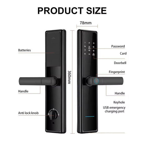 Încuietoare Inteligentă pentru Ușă cu Combinație Digitală Biometrică și Amprentă Digitală, Cerradura Security Intelligent, cu Parolă Uși din Lemn WiFi