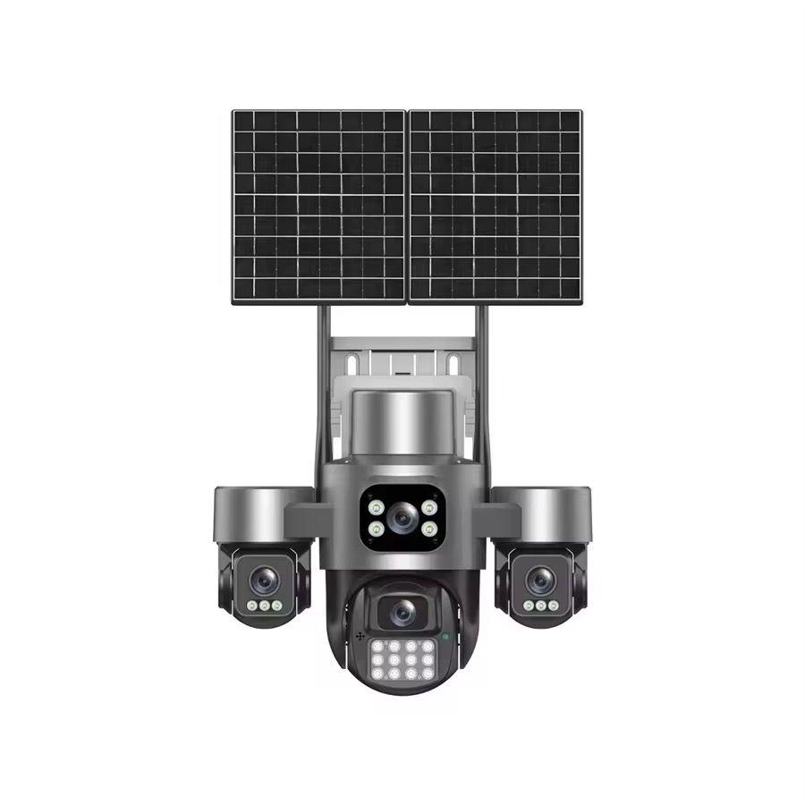 Cameră de Supraveghere 4G Solară 12MP cu 4 Lentile, AI Tracking 355°, Night Vision Color, Audio Bidirecțional și Stocare Cloud/SD