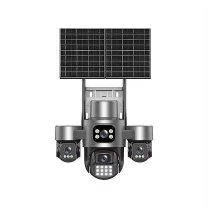 Cameră de Supraveghere 4G Solară 12MP cu 4 Lentile, AI Tracking 355°, Night Vision Color, Audio Bidirecțional și Stocare Cloud/SD