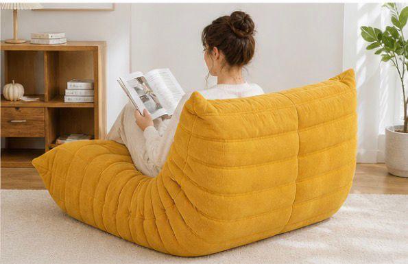 Canapea Lounge din Memory Foam HD Premium, 130 x 100 x 70 cm, Galben / Verde