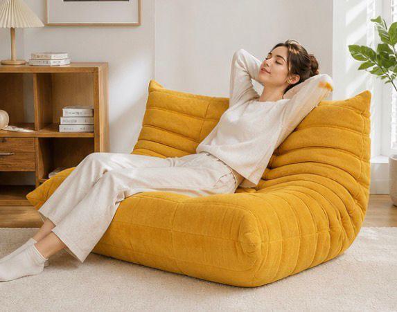 Canapea Lounge din Memory Foam HD Premium, 130 x 100 x 70 cm, Galben / Verde
