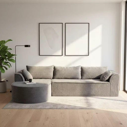 Canapea Tip Colțar Premium – Design Modern Gri Texturat – 275 x 175 x 70 cm